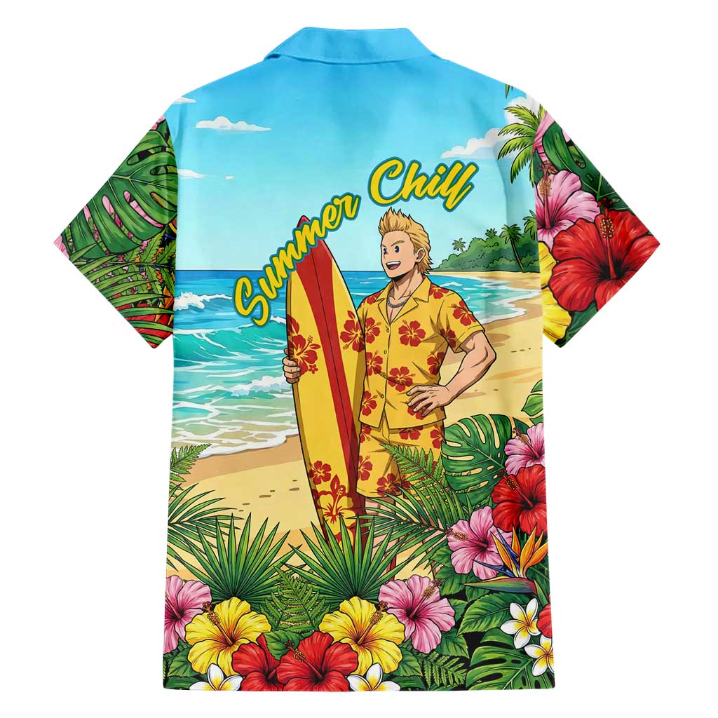 Mirio Togata Summer Chill Family Matching Mermaid Dress and Hawaiian Shirt Tropical Anime Surf Scene
