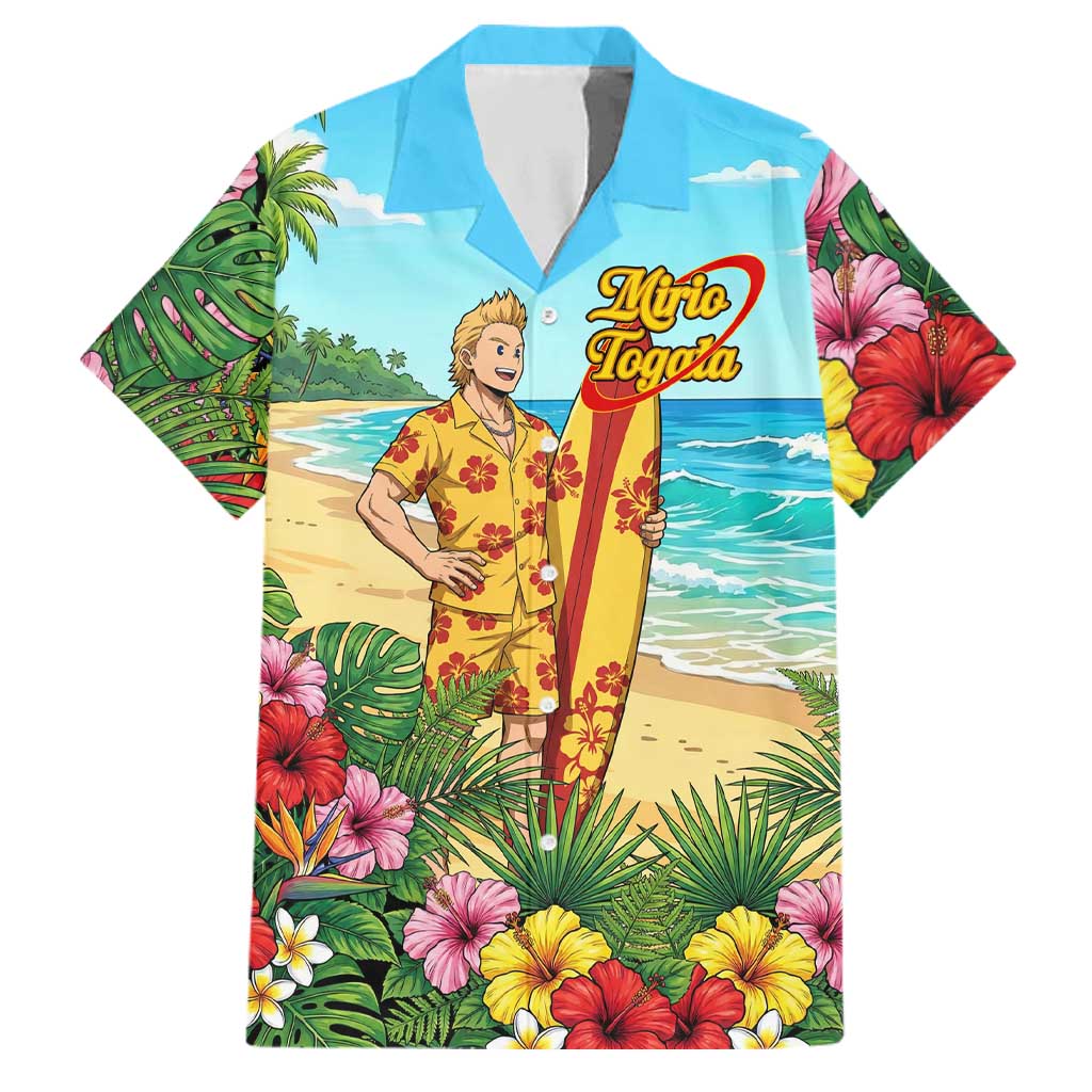 Mirio Togata Summer Chill Family Matching Puletasi and Hawaiian Shirt Tropical Anime Surf Scene