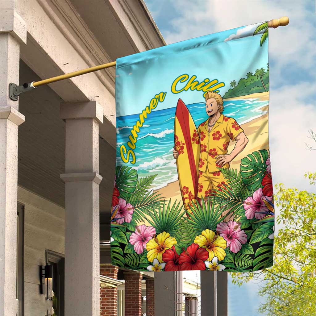 Mirio Togata Summer Chill Garden Flag Tropical Anime Surf Scene