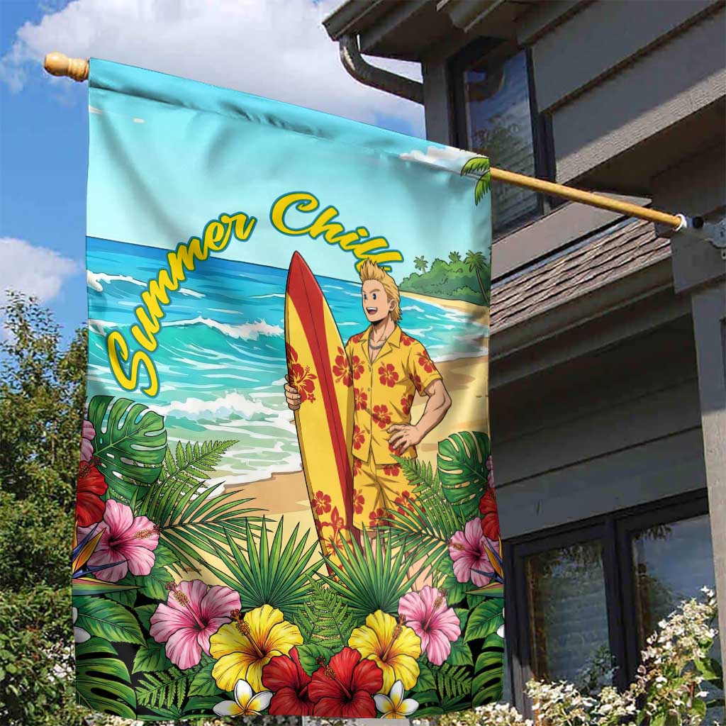 Mirio Togata Summer Chill Garden Flag Tropical Anime Surf Scene