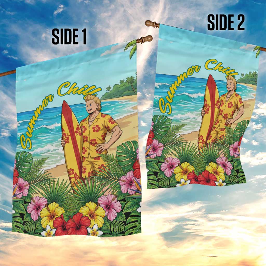 Mirio Togata Summer Chill Garden Flag Tropical Anime Surf Scene