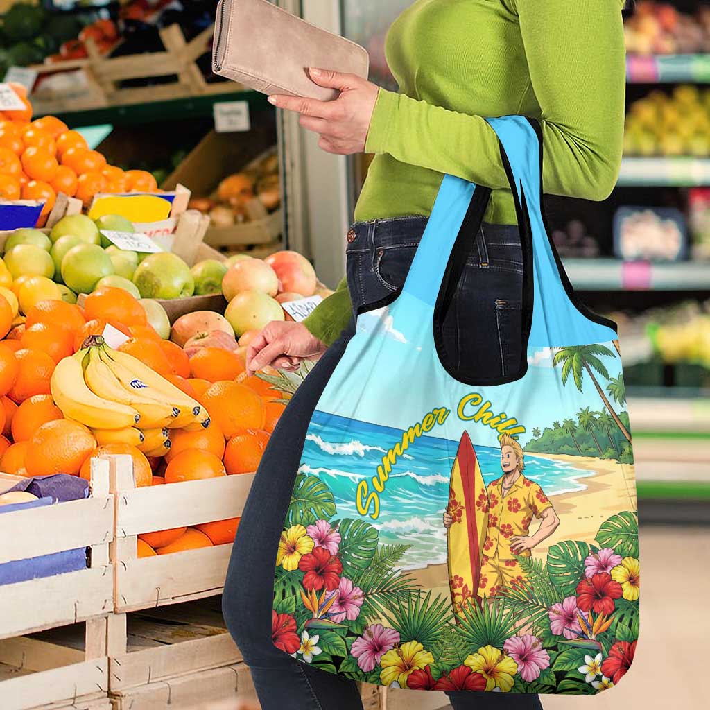 Mirio Togata Summer Chill Grocery Bag Tropical Anime Surf Scene