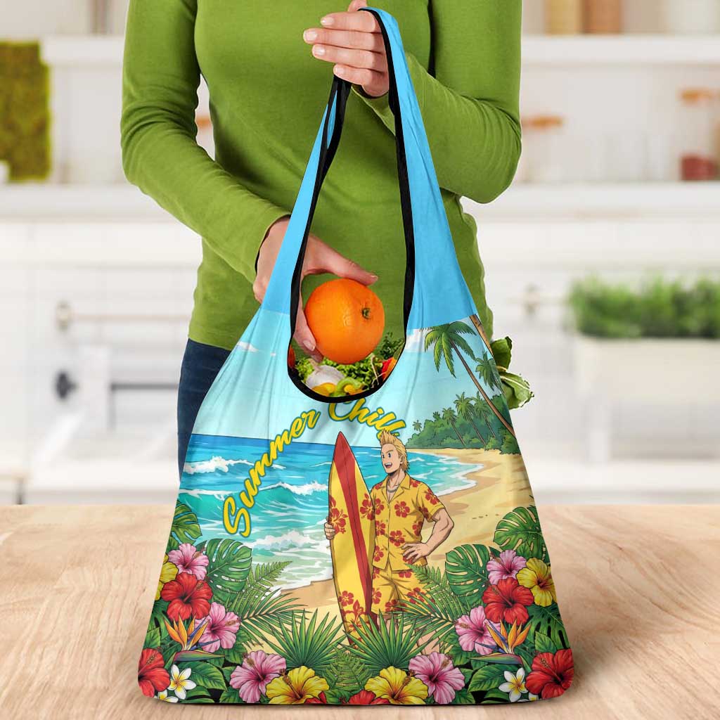 Mirio Togata Summer Chill Grocery Bag Tropical Anime Surf Scene