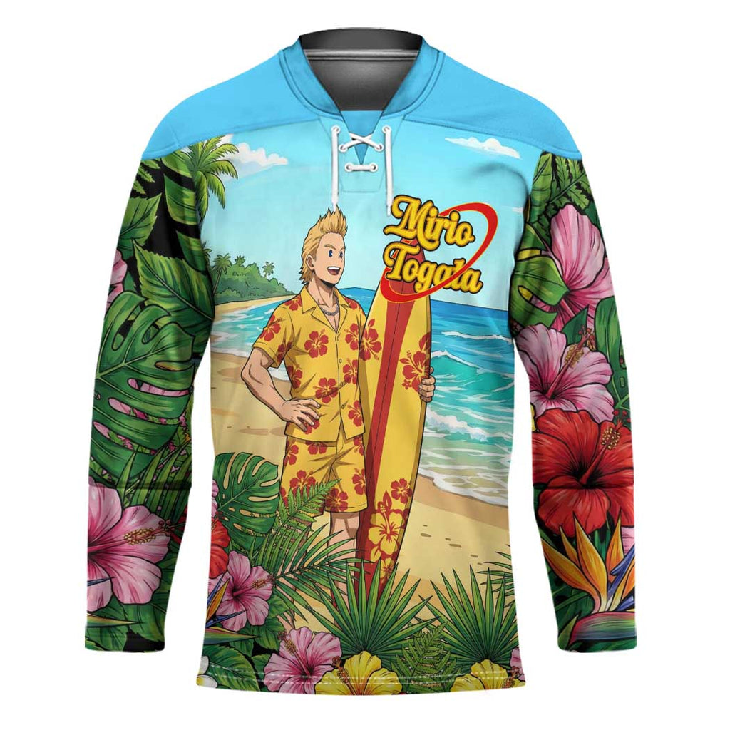 Mirio Togata Summer Chill Hockey Jersey Tropical Anime Surf Scene
