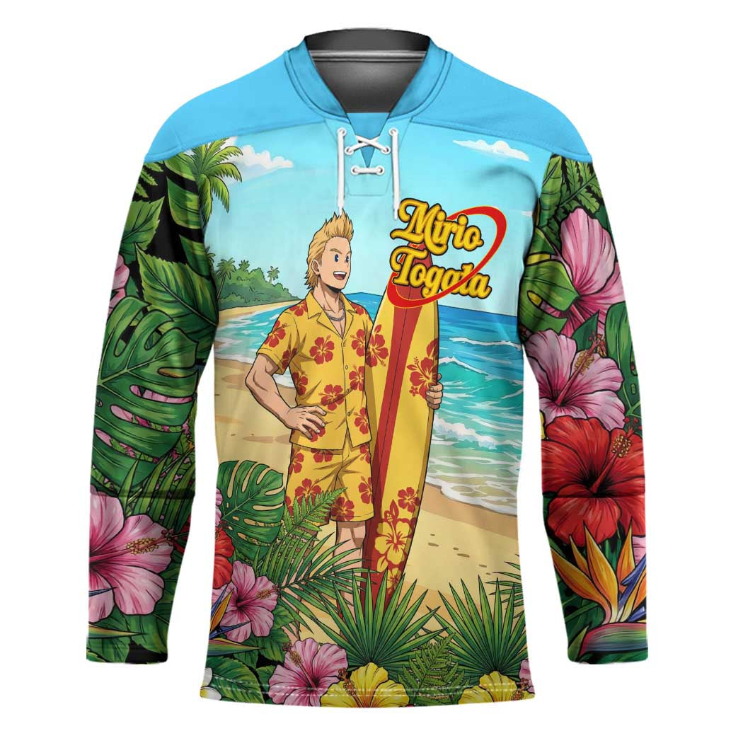 Mirio Togata Summer Chill Hockey Jersey Tropical Anime Surf Scene