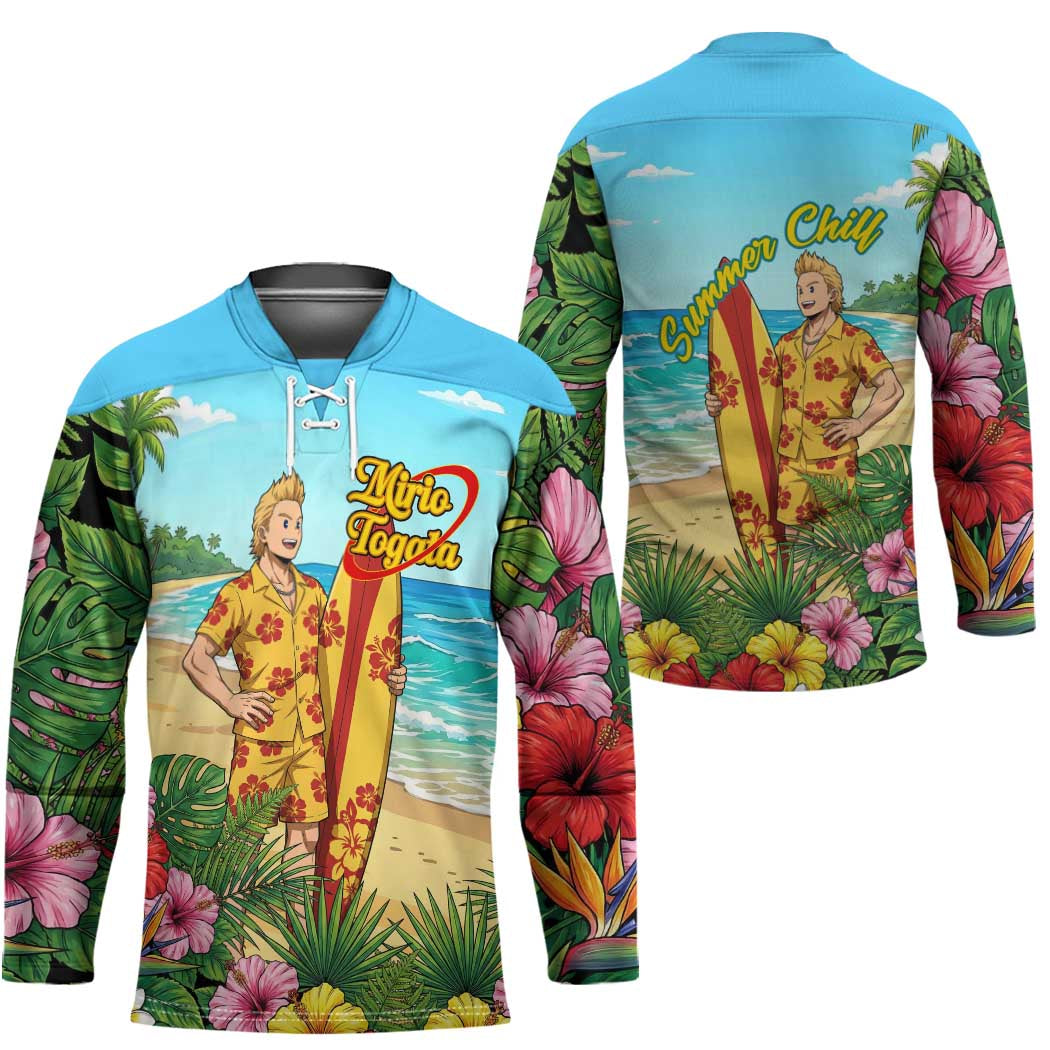 Mirio Togata Summer Chill Hockey Jersey Tropical Anime Surf Scene