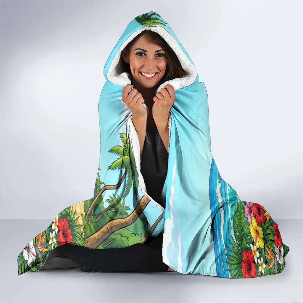 Mirio Togata Summer Chill Hooded Blanket Tropical Anime Surf Scene