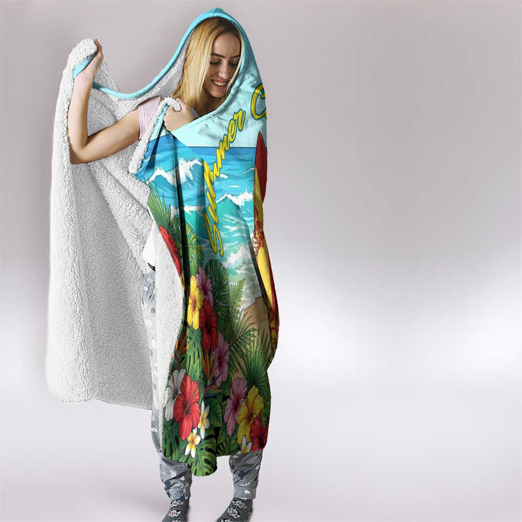 Mirio Togata Summer Chill Hooded Blanket Tropical Anime Surf Scene