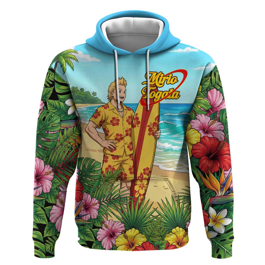 Mirio Togata Summer Chill Hoodie Tropical Anime Surf Scene