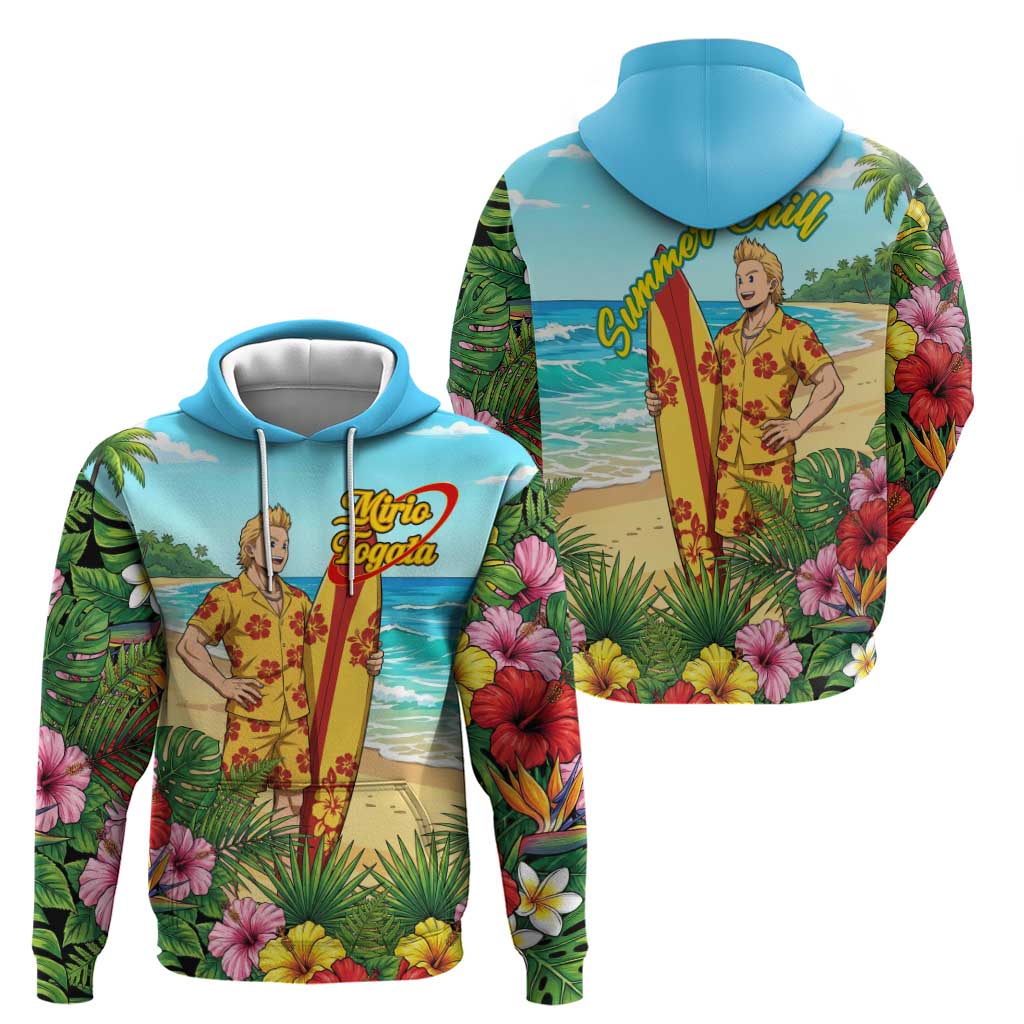 Mirio Togata Summer Chill Hoodie Tropical Anime Surf Scene