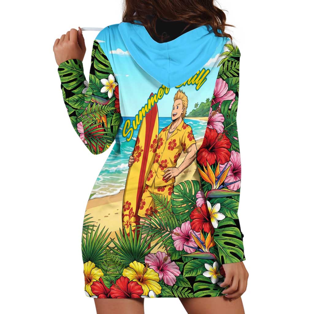Mirio Togata Summer Chill Hoodie Dress Tropical Anime Surf Scene