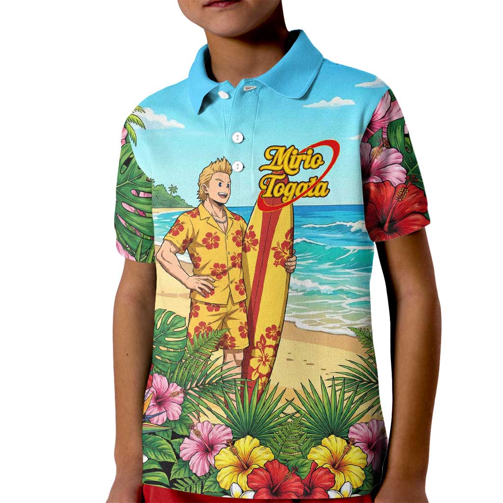 Mirio Togata Summer Chill Kid Polo Shirt Tropical Anime Surf Scene