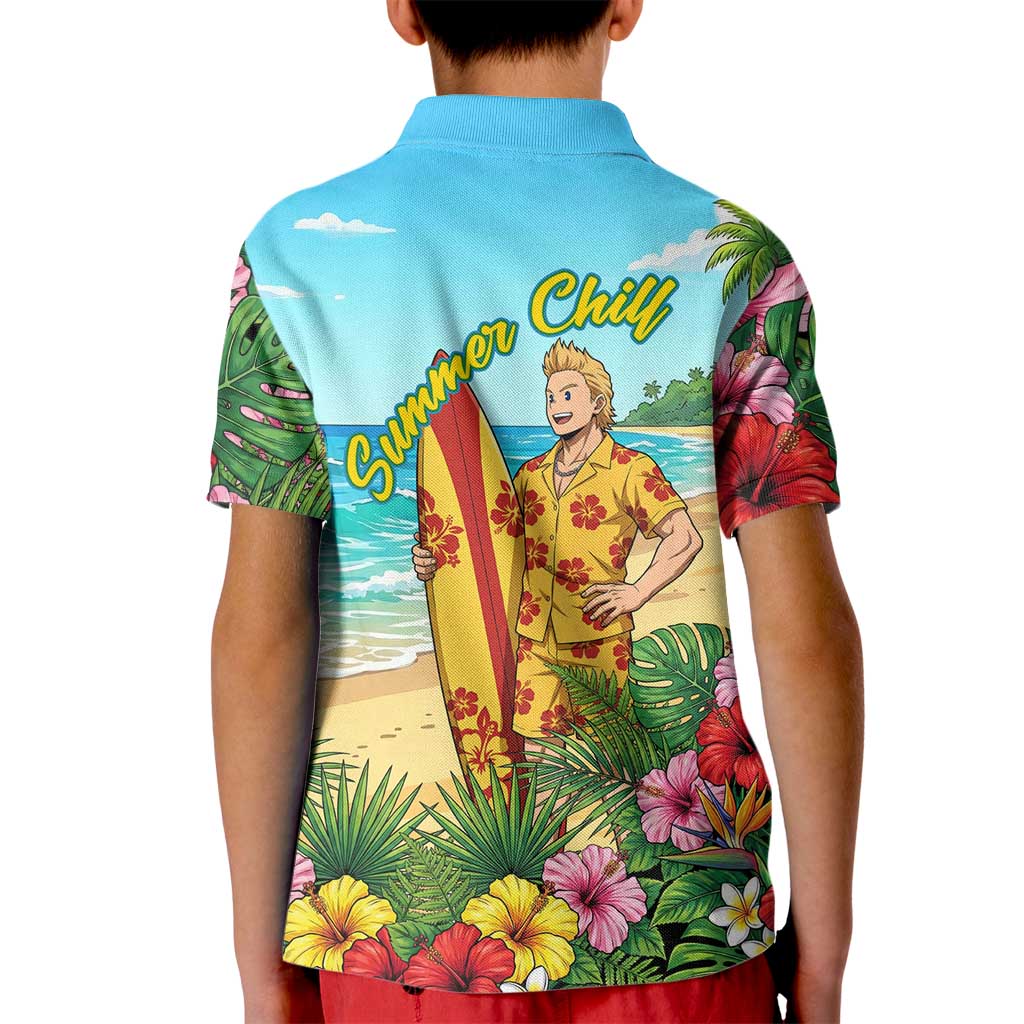 Mirio Togata Summer Chill Kid Polo Shirt Tropical Anime Surf Scene
