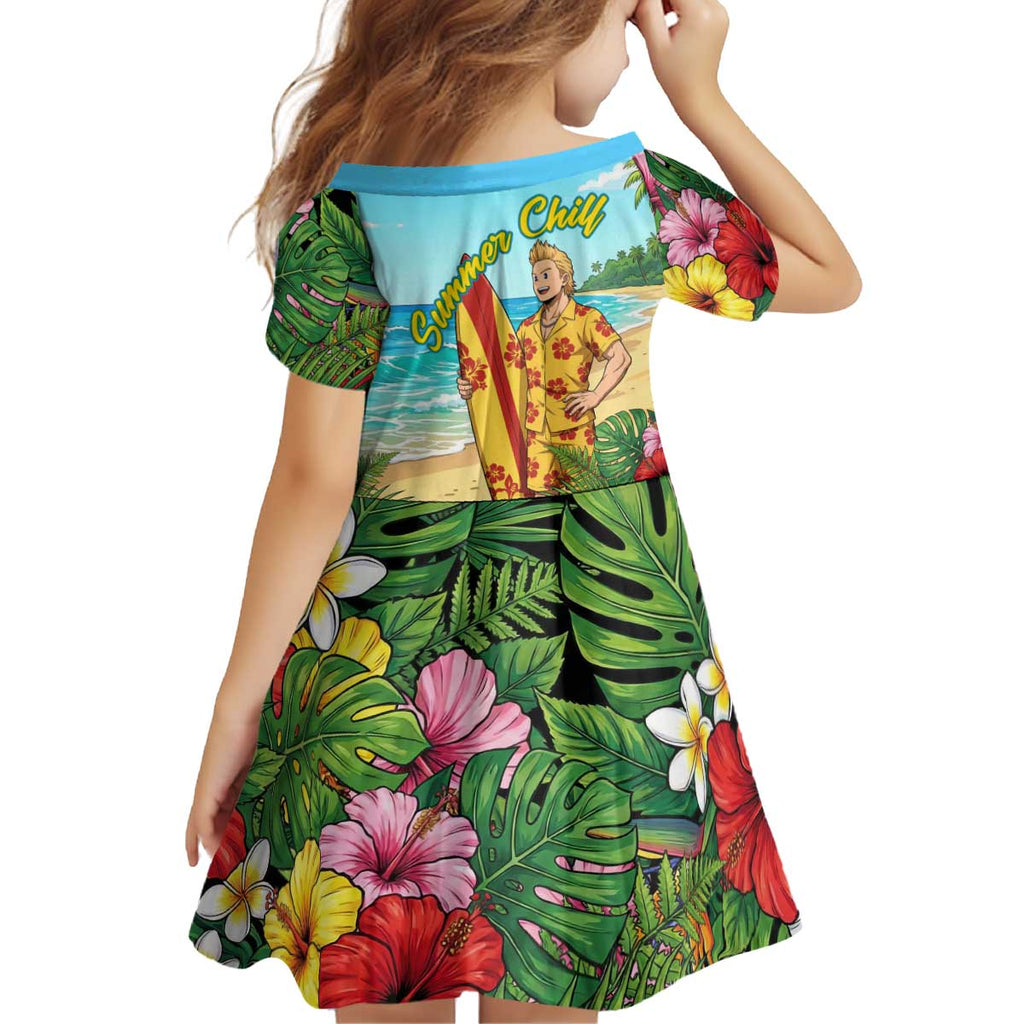 Mirio Togata Summer Chill Kid Short Sleeve Dress Tropical Anime Surf Scene