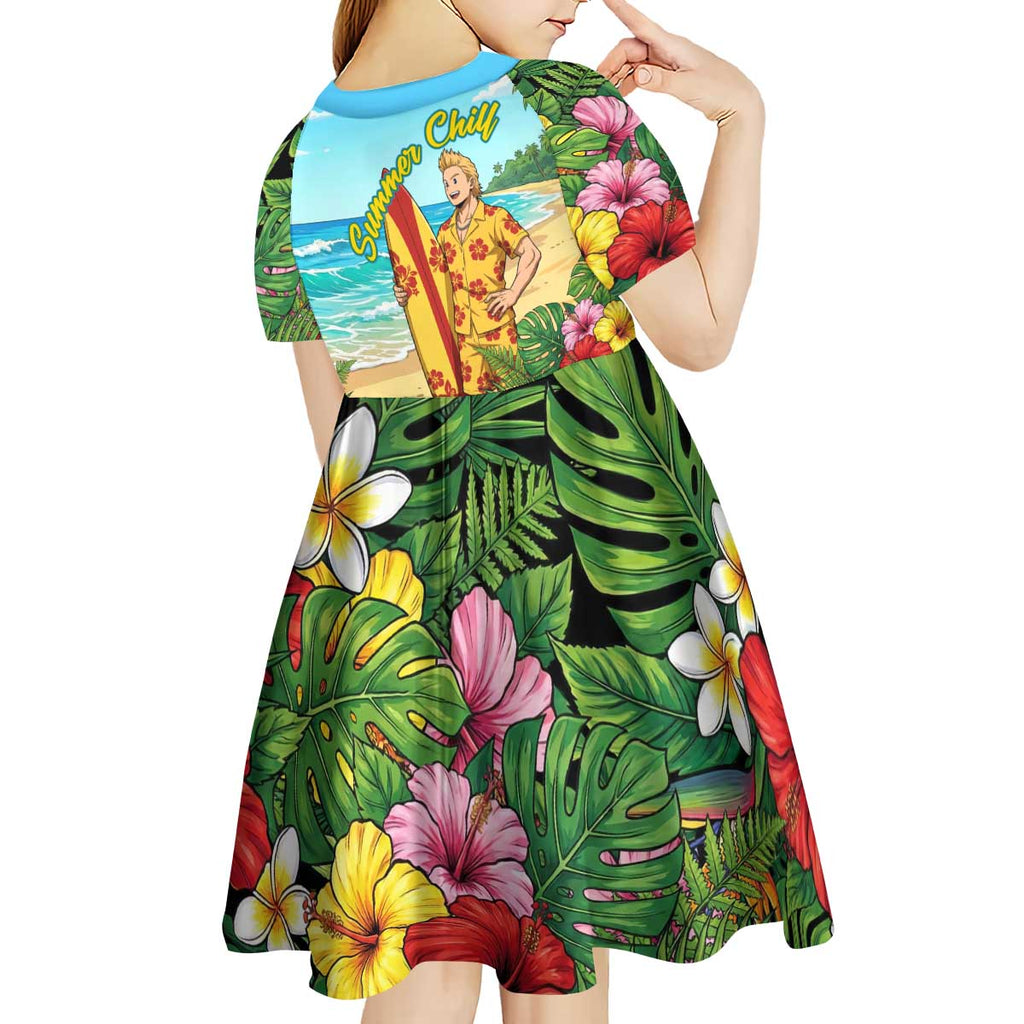 Mirio Togata Summer Chill Kid Short Sleeve Dress Tropical Anime Surf Scene
