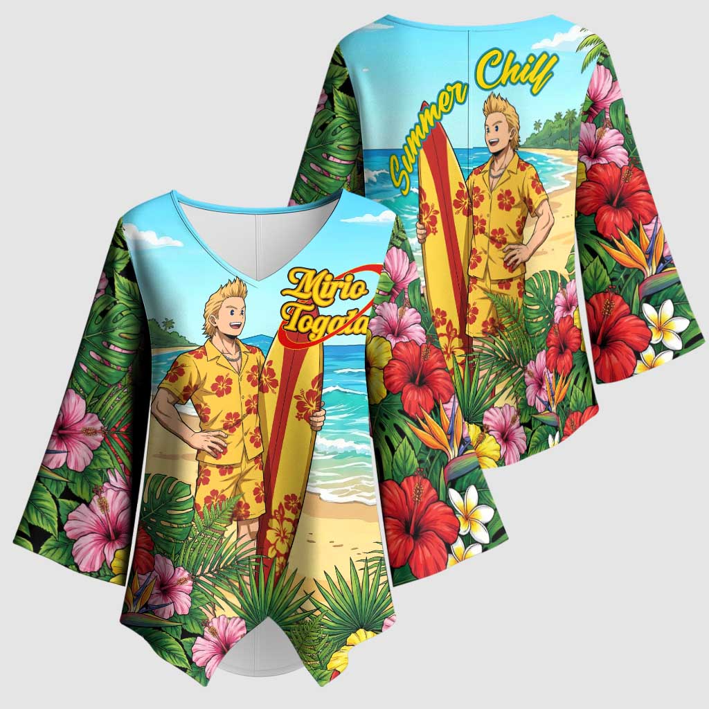 Mirio Togata Summer Chill Kimono Sleeve Blouse Tropical Anime Surf Scene