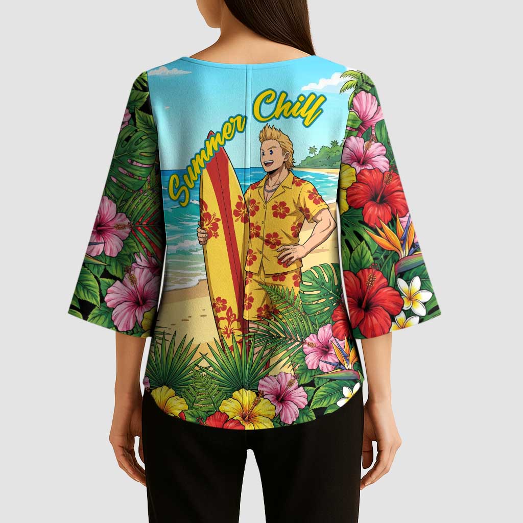 Mirio Togata Summer Chill Kimono Sleeve Blouse Tropical Anime Surf Scene