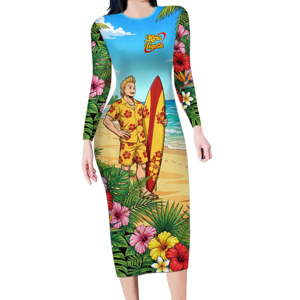 Mirio Togata Summer Chill Long Sleeve Bodycon Dress Tropical Anime Surf Scene