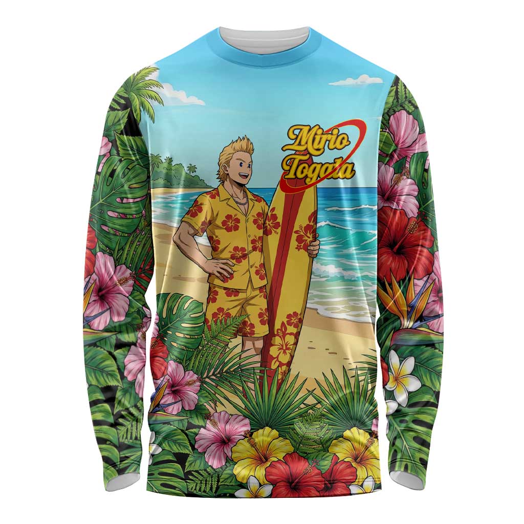 Mirio Togata Summer Chill Long Sleeve Shirt Tropical Anime Surf Scene