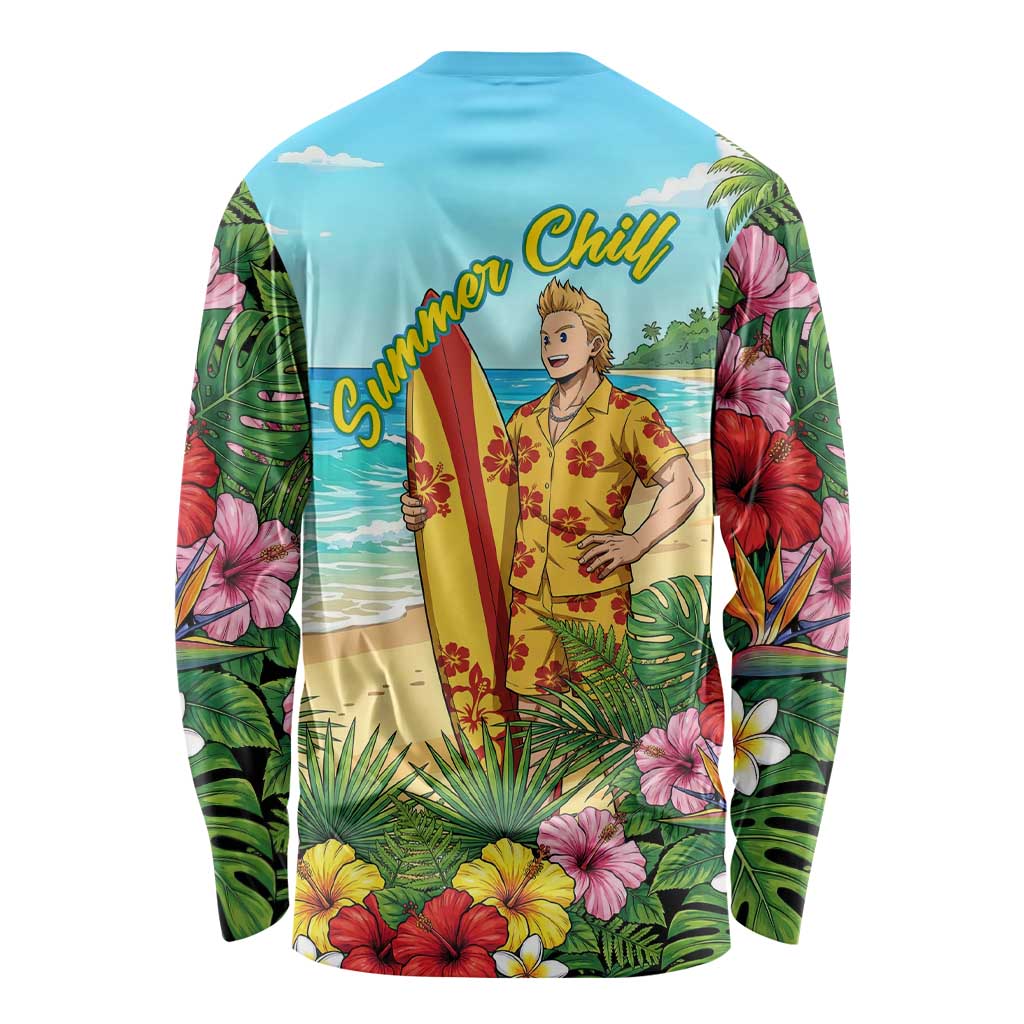 Mirio Togata Summer Chill Long Sleeve Shirt Tropical Anime Surf Scene