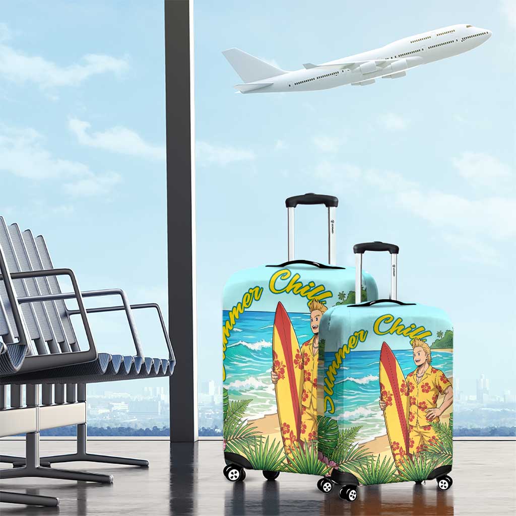 Mirio Togata Summer Chill Luggage Cover Tropical Anime Surf Scene