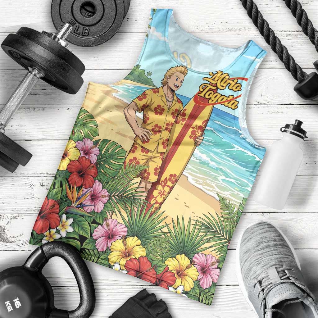 Mirio Togata Summer Chill Men Tank Top Tropical Anime Surf Scene
