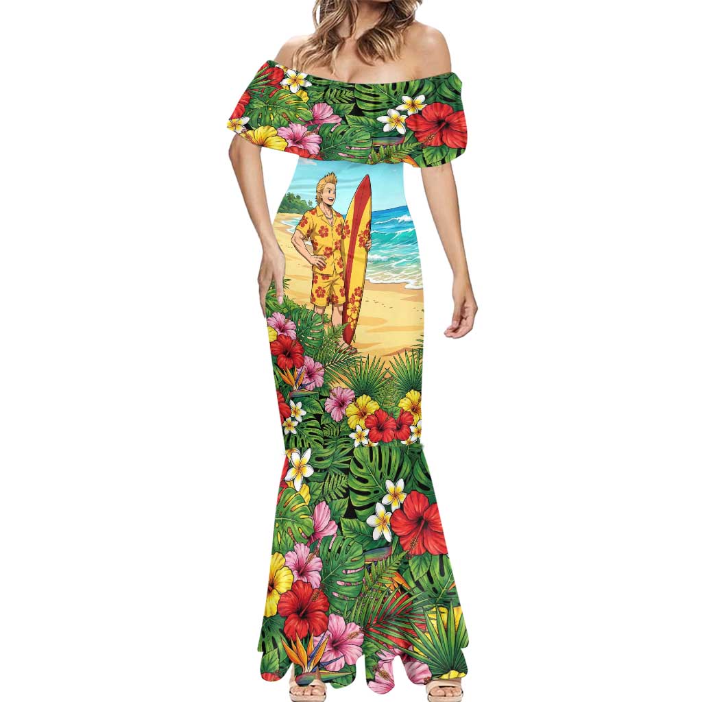 Mirio Togata Summer Chill Mermaid Dress Tropical Anime Surf Scene