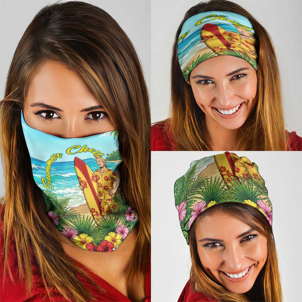 Mirio Togata Summer Chill Neck Gaiter Tropical Anime Surf Scene