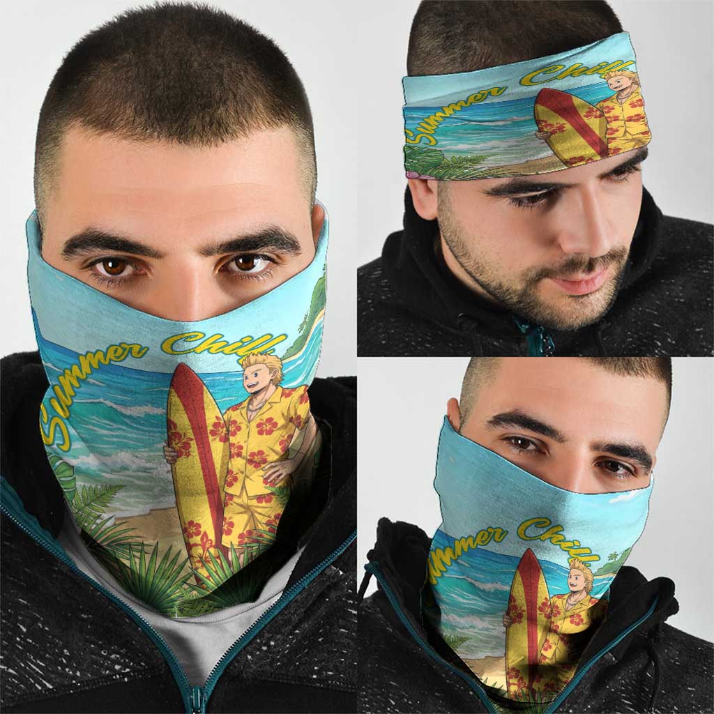 Mirio Togata Summer Chill Neck Gaiter Tropical Anime Surf Scene