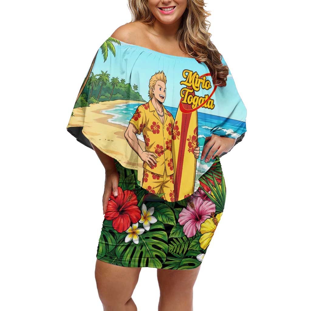 Mirio Togata Summer Chill Off Shoulder Short Dress Tropical Anime Surf Scene