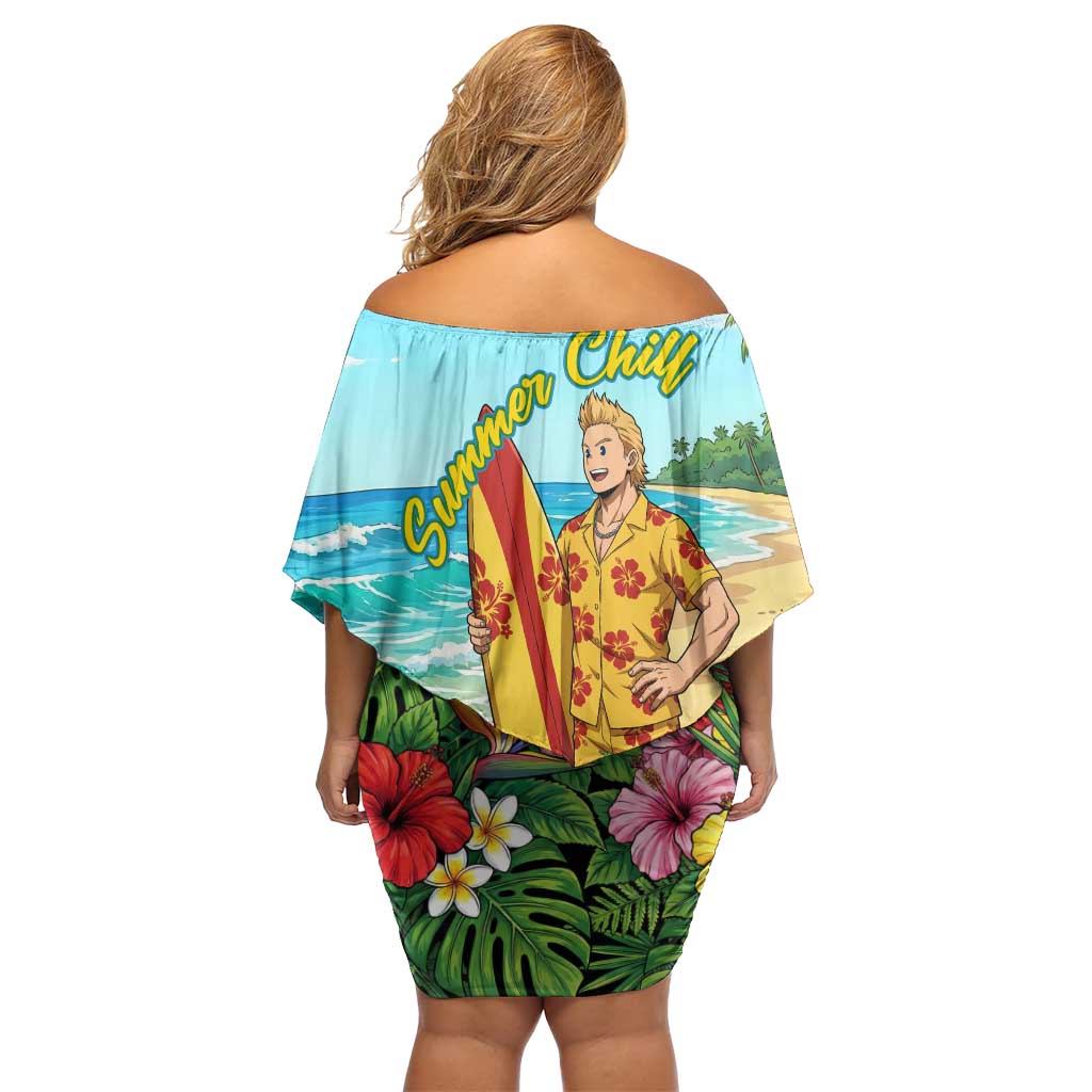 Mirio Togata Summer Chill Off Shoulder Short Dress Tropical Anime Surf Scene
