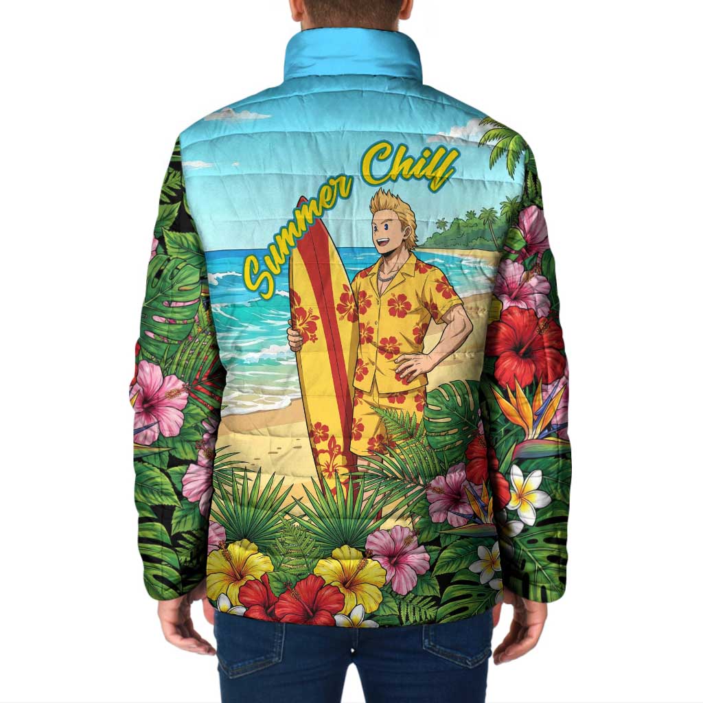Mirio Togata Summer Chill Padded Jacket Tropical Anime Surf Scene