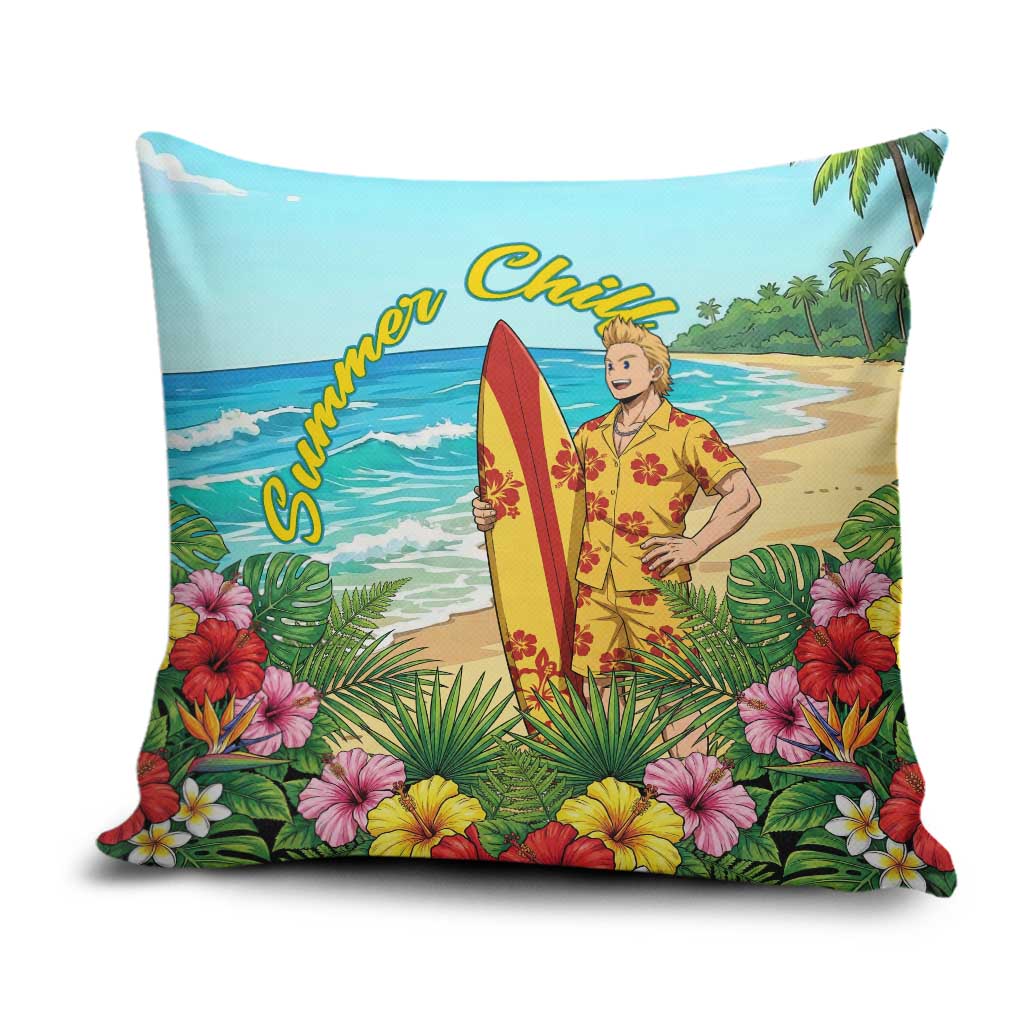 Mirio Togata Summer Chill Pillow Cover Tropical Anime Surf Scene