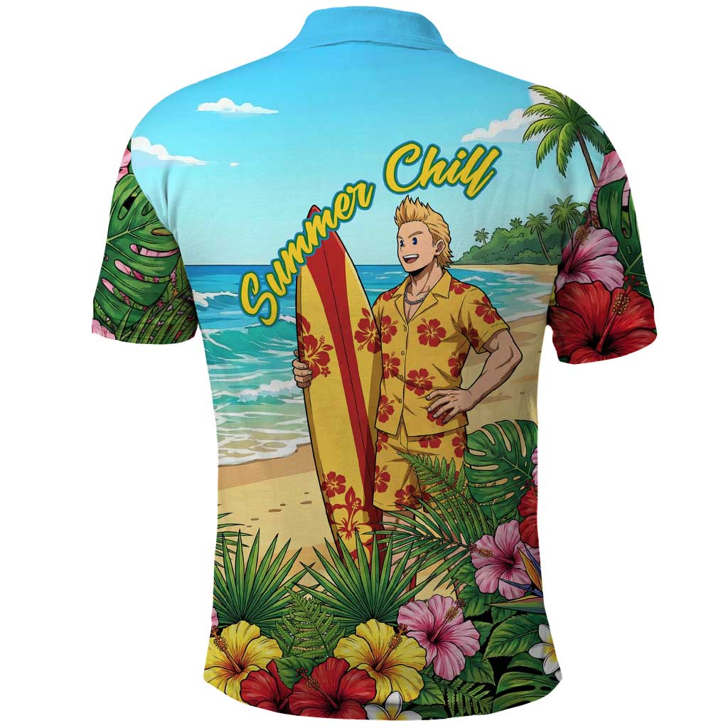 Mirio Togata Summer Chill Polo Shirt Tropical Anime Surf Scene