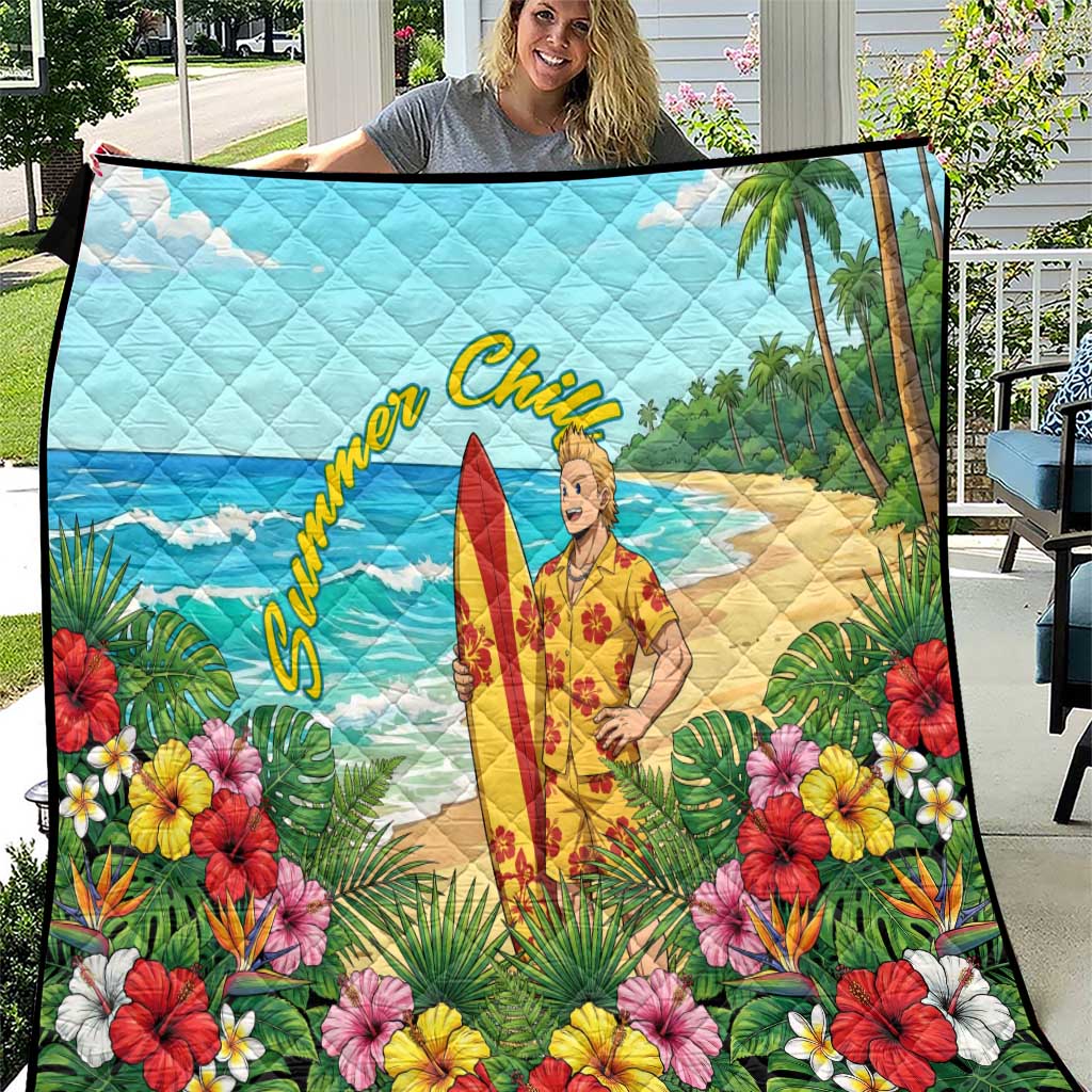 Mirio Togata Summer Chill Quilt Tropical Anime Surf Scene