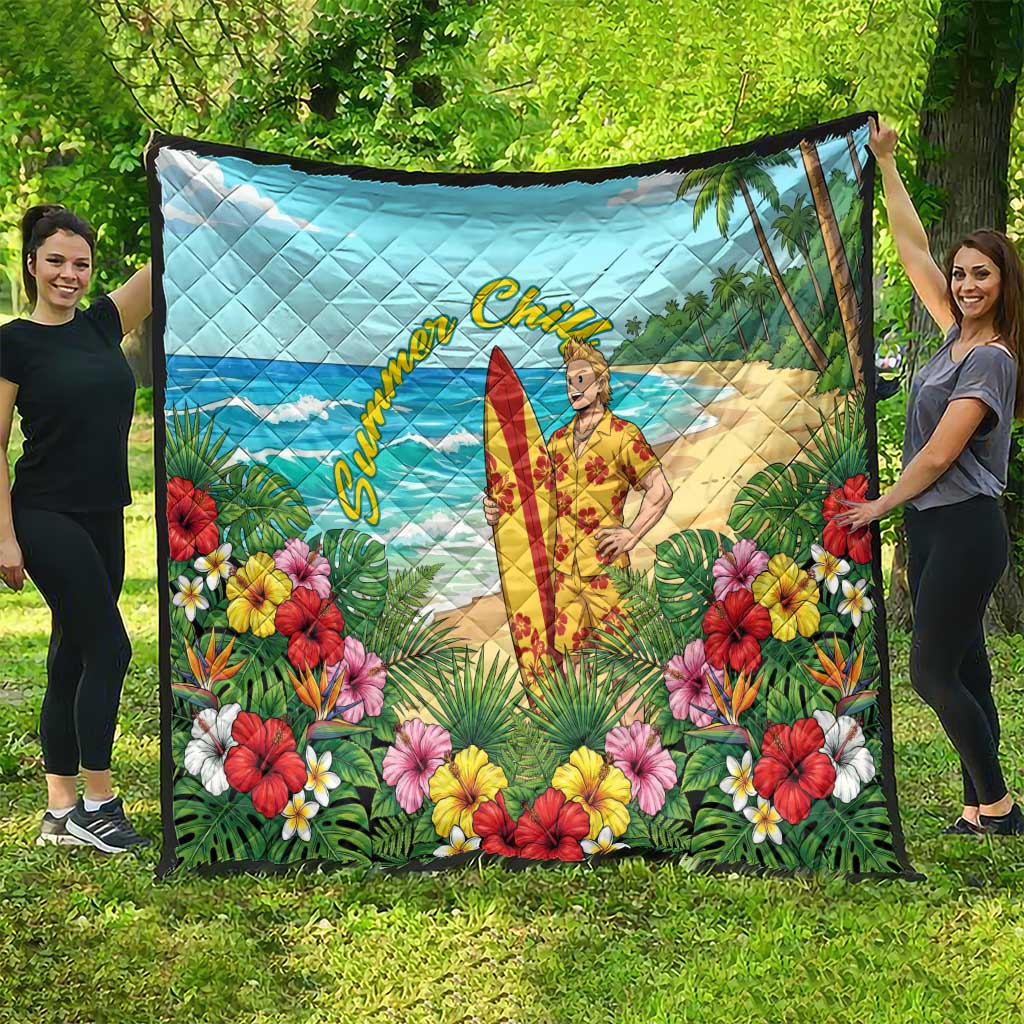 Mirio Togata Summer Chill Quilt Tropical Anime Surf Scene