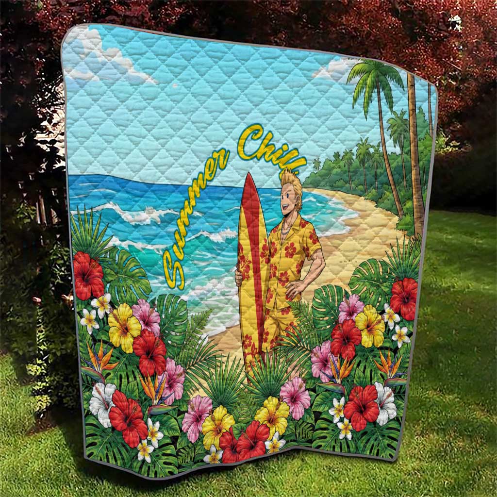 Mirio Togata Summer Chill Quilt Tropical Anime Surf Scene