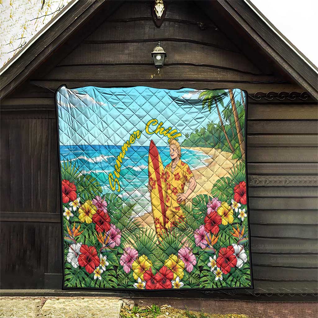 Mirio Togata Summer Chill Quilt Tropical Anime Surf Scene