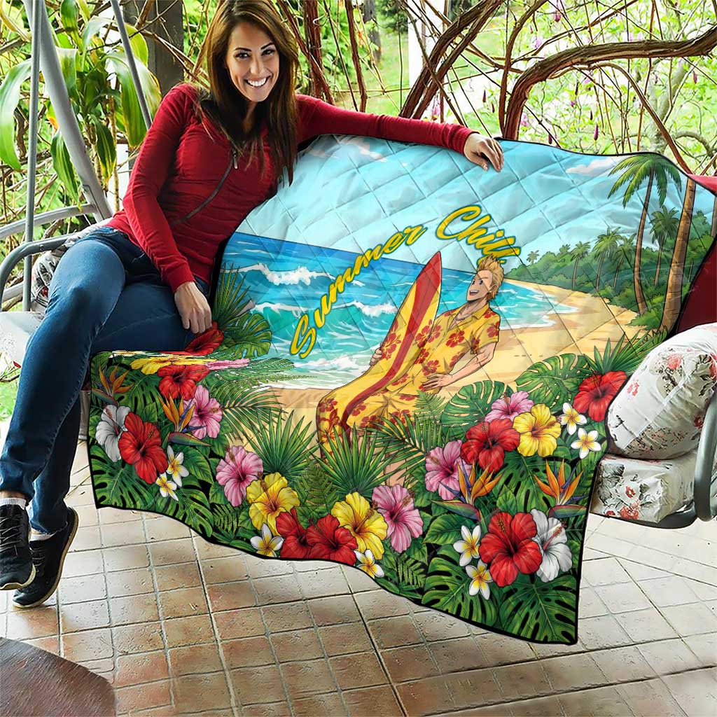Mirio Togata Summer Chill Quilt Tropical Anime Surf Scene