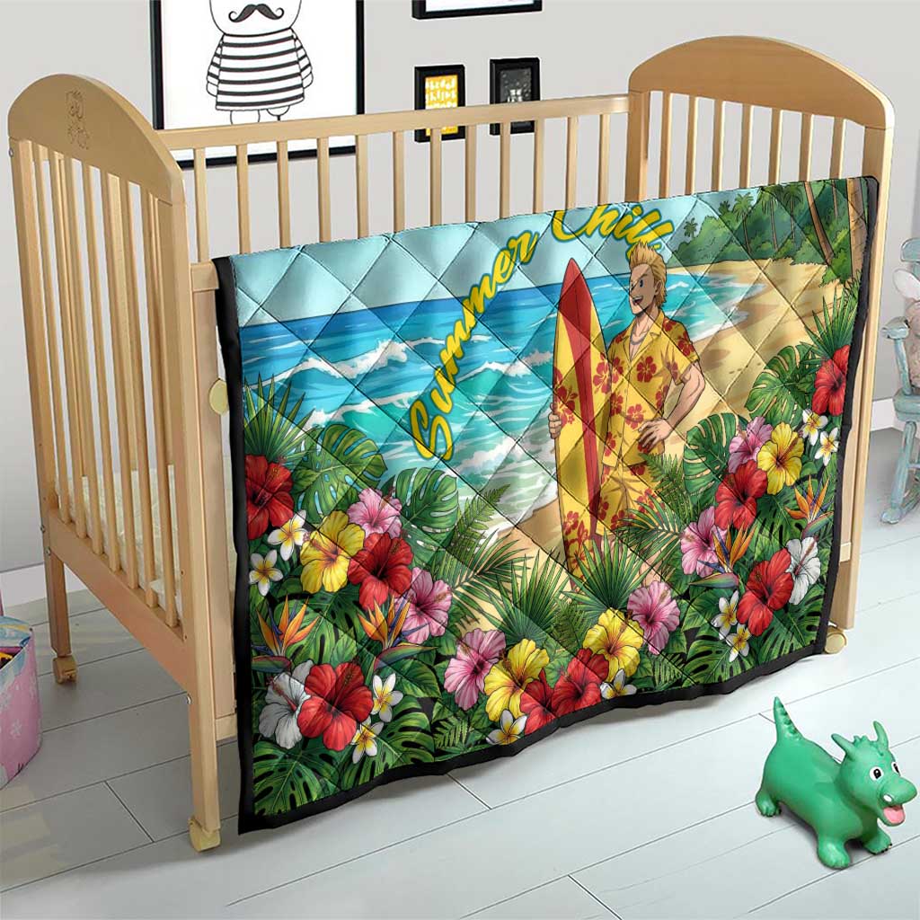 Mirio Togata Summer Chill Quilt Tropical Anime Surf Scene