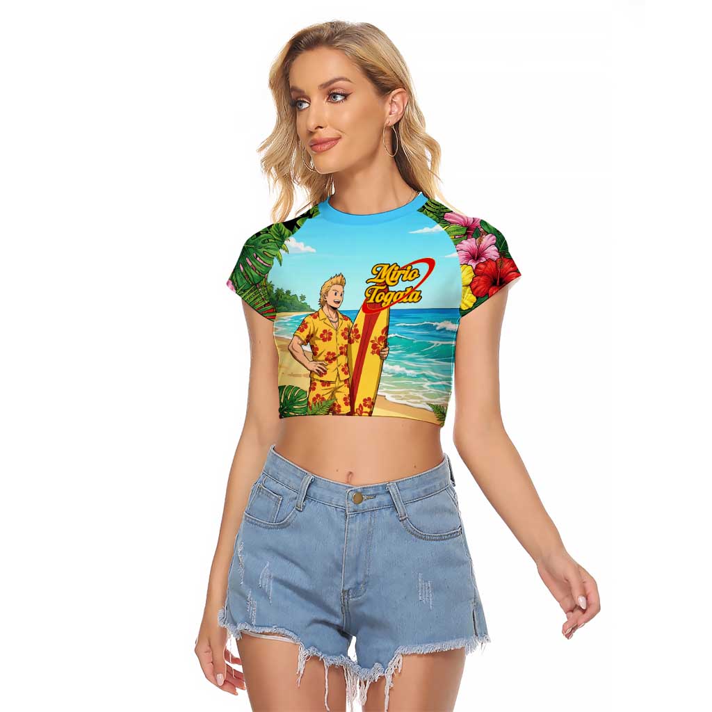 Mirio Togata Summer Chill Raglan Cropped T Shirt Tropical Anime Surf Scene