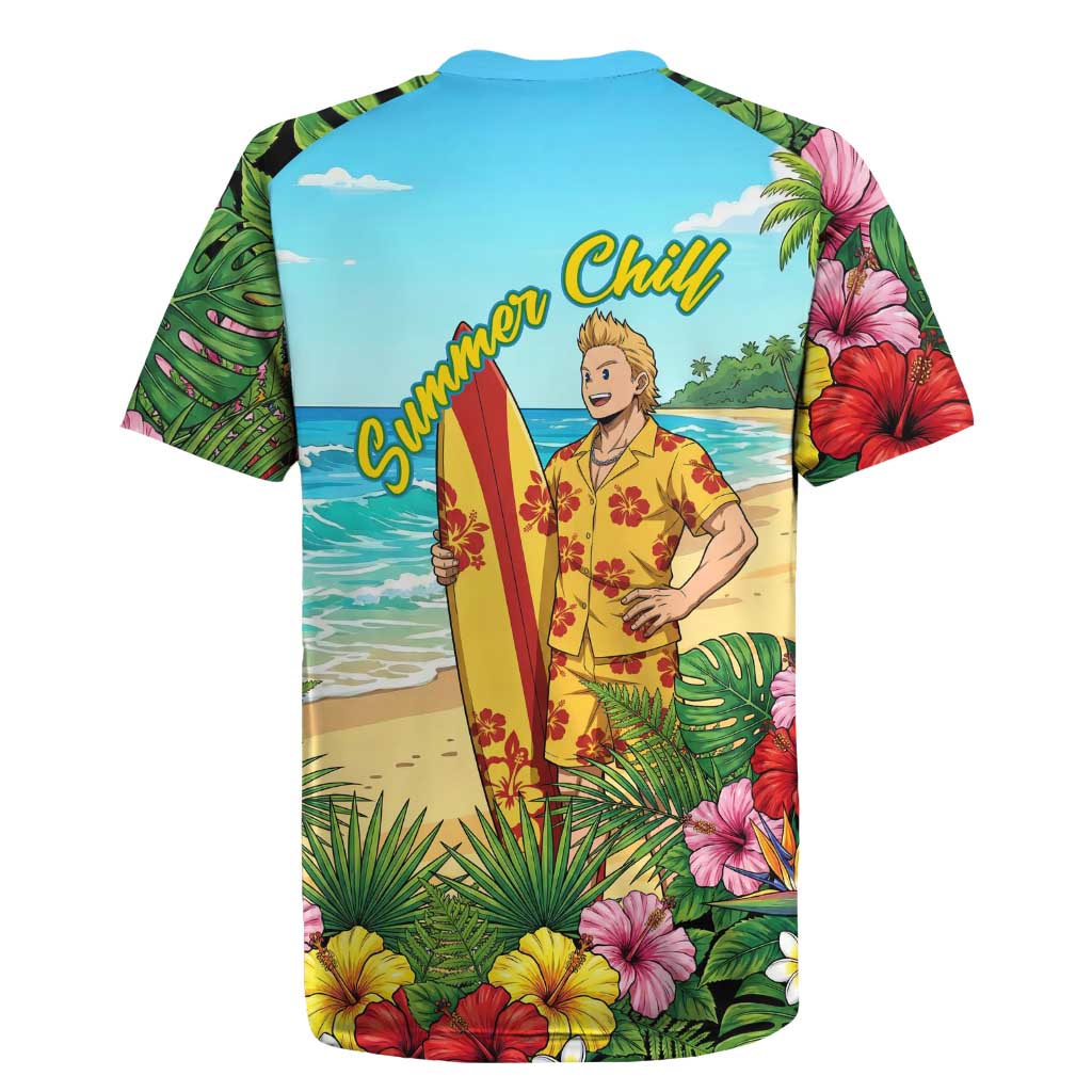 Mirio Togata Summer Chill Rugby Jersey Tropical Anime Surf Scene