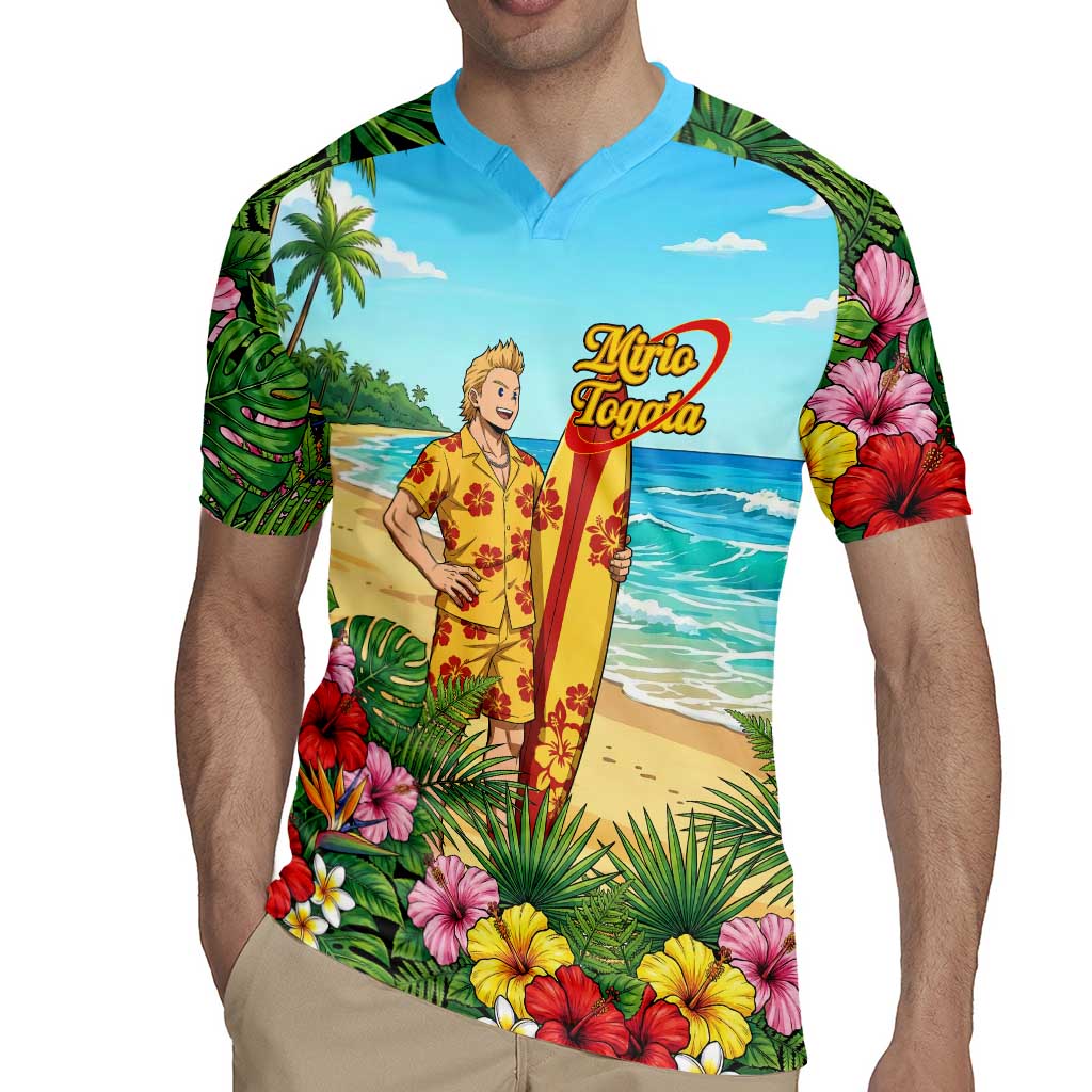 Mirio Togata Summer Chill Rugby Jersey Tropical Anime Surf Scene