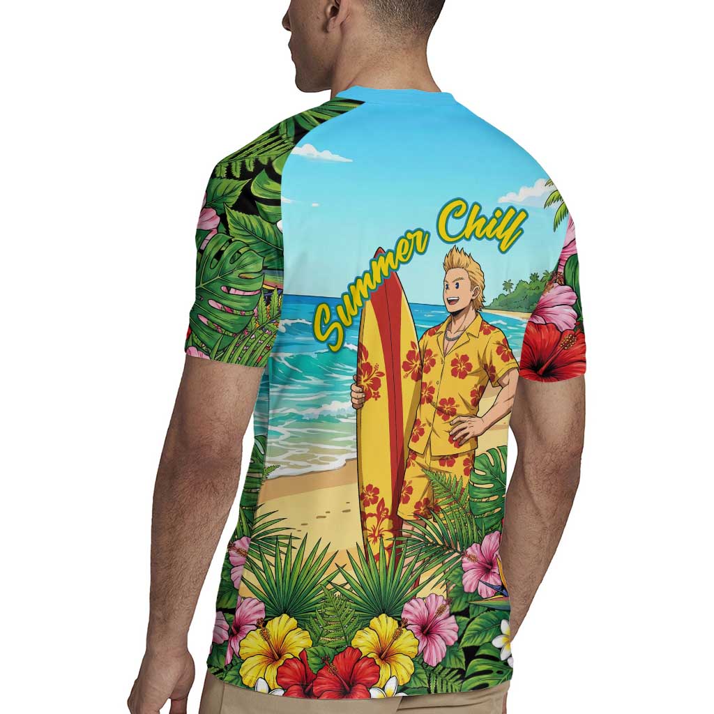 Mirio Togata Summer Chill Rugby Jersey Tropical Anime Surf Scene