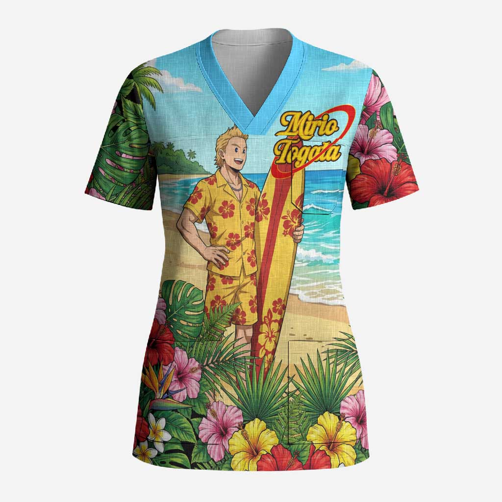 Mirio Togata Summer Chill Scrub Top Tropical Anime Surf Scene