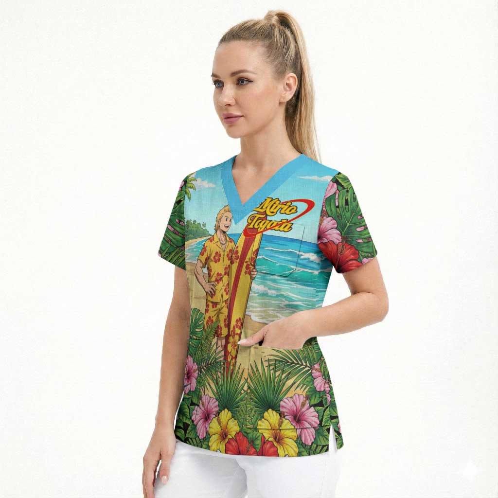 Mirio Togata Summer Chill Scrub Top Tropical Anime Surf Scene