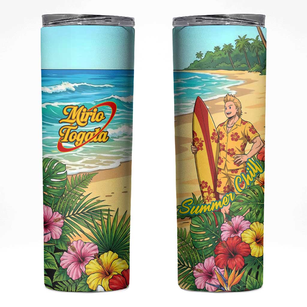 Mirio Togata Summer Chill Skinny Tumbler Tropical Anime Surf Scene