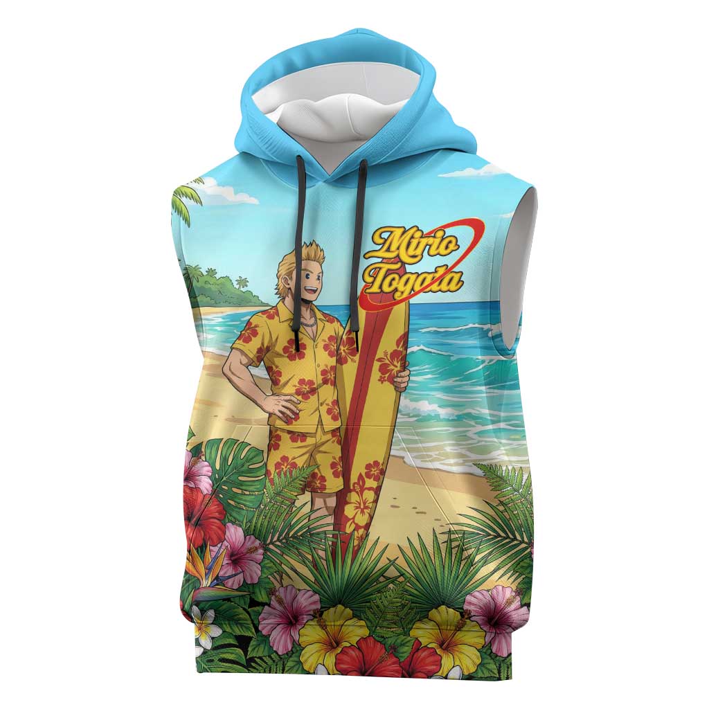 Mirio Togata Summer Chill Sleeveless Hoodie Tropical Anime Surf Scene