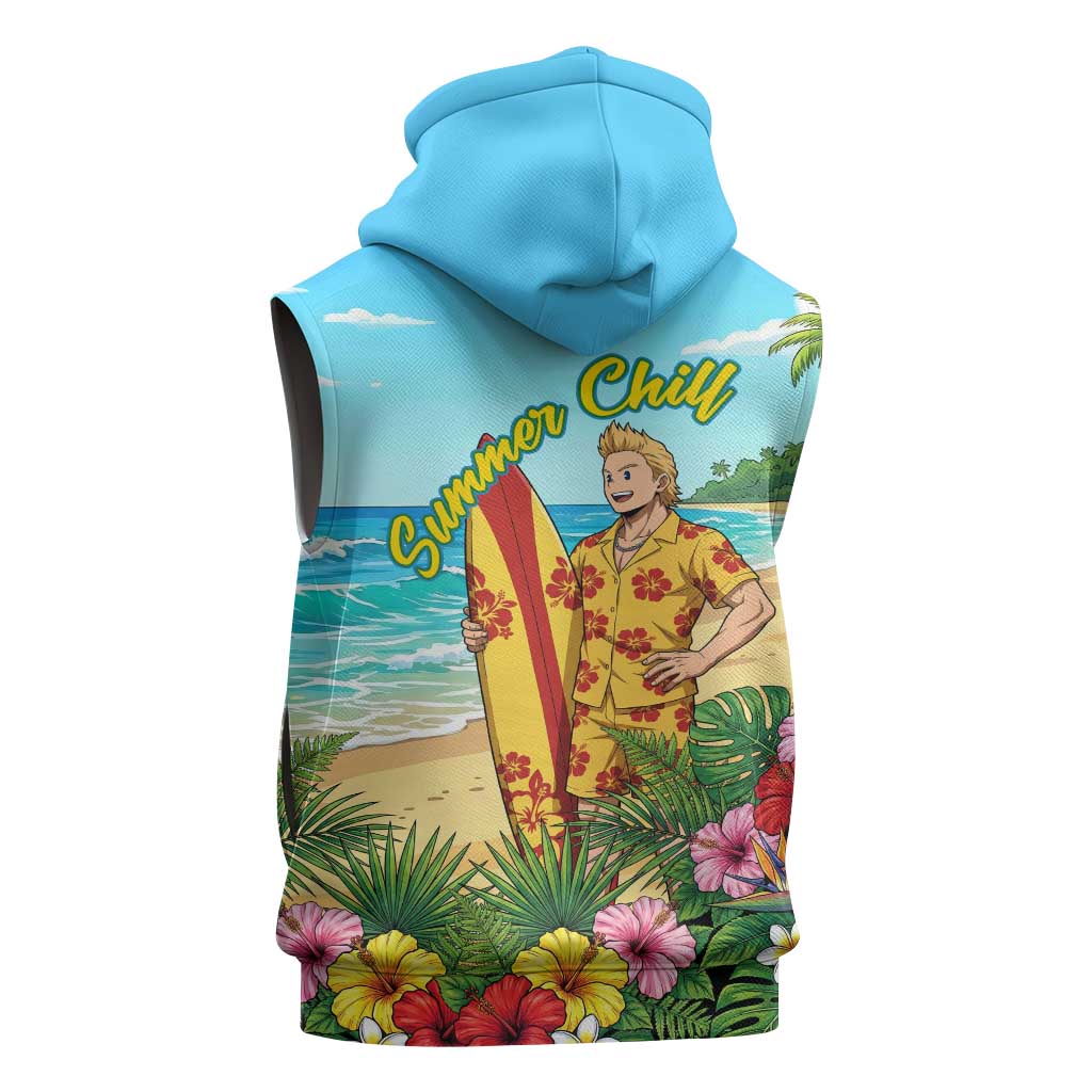 Mirio Togata Summer Chill Sleeveless Hoodie Tropical Anime Surf Scene