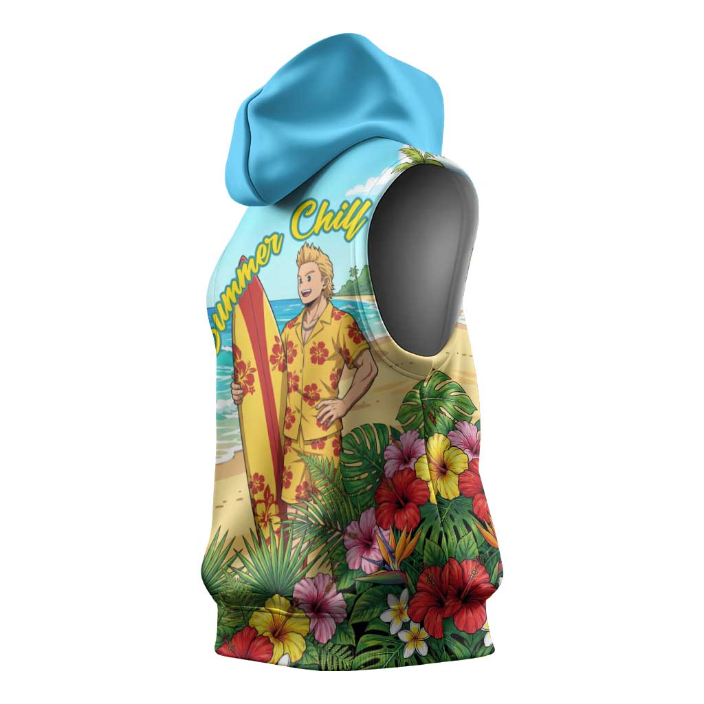 Mirio Togata Summer Chill Sleeveless Hoodie Tropical Anime Surf Scene